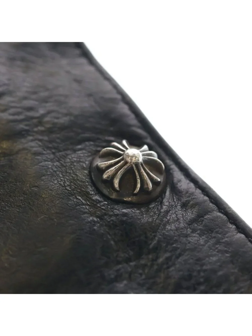 Chrome Hearts Cross Ball Button Leather Wallet Black